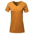 thumbnail image 1 of A2Y Women's Basic Solid Premium Cotton Short Sleeve V-neck T Shirt Tee Tops Desert Mustard S, 1 of 6