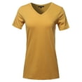 thumbnail image 1 of A2Y Women's Basic Solid Premium Cotton Short Sleeve V-neck T Shirt Tee Tops Golden Mustard XL, 1 of 3