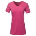 thumbnail image 1 of A2Y Women's Basic Solid Premium Cotton Short Sleeve V-neck T Shirt Tee Tops Hot Pink XL, 1 of 3