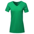 thumbnail image 1 of A2Y Women's Basic Solid Premium Cotton Short Sleeve V-neck T Shirt Tee Tops Kelly Green S, 1 of 6