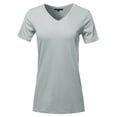 thumbnail image 1 of A2Y Women's Basic Solid Premium Cotton Short Sleeve V-neck T Shirt Tee Tops Light Grey 3XL, 1 of 6