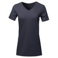 thumbnail image 1 of A2Y Women's Basic Solid Premium Cotton Short Sleeve V-neck T Shirt Tee Tops Navy L, 1 of 6