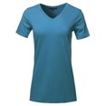 thumbnail image 1 of A2Y Women's Basic Solid Premium Cotton Short Sleeve V-neck T Shirt Tee Tops Teal XL, 1 of 6