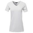 thumbnail image 1 of A2Y Women's Basic Solid Premium Cotton Short Sleeve V-neck T Shirt Tee Tops White S, 1 of 6