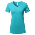 thumbnail image 1 of A2Y Women's Basic Solid Premium Rayon Short Sleeve V-neck T Shirt Tee Tops Ash Mint S, 1 of 6