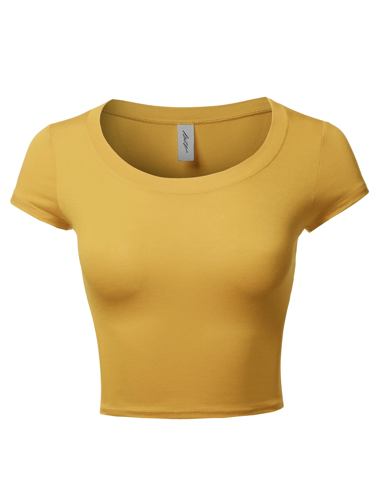 Golden yellow plain crop t shirt, T shirt crop tops