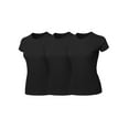 thumbnail image 1 of A2Y Women's Basic Solid Ring Spun 100% Cotton Short Sleeve Crew Neck T Shirt Tee Tops 3 Pack - Black S, 1 of 1