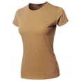 thumbnail image 1 of A2Y Women's Basic Solid Ring Spun 100% Cotton Short Sleeve Crew Neck T Shirt Tee Tops Slub Sand M, 1 of 3