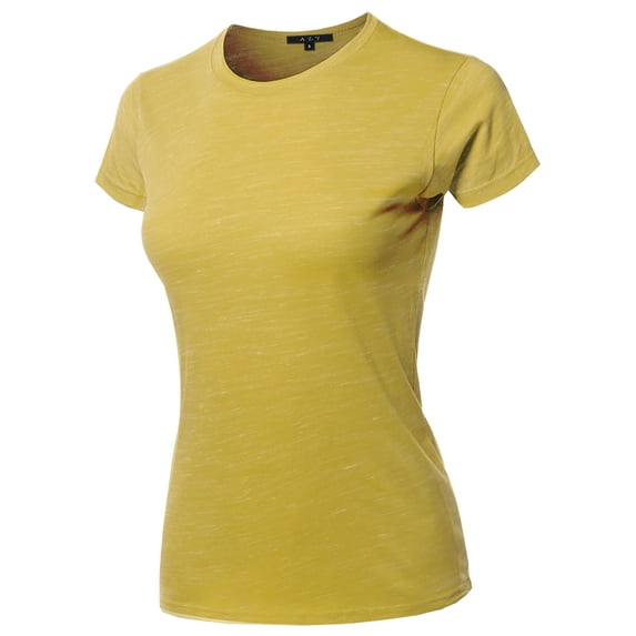 A2Y Women's Basic Solid Ring Spun 100% Cotton Short Sleeve Crew Neck T Shirt Tee Tops Slub Sunset 2XL