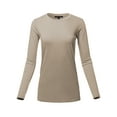 thumbnail image 1 of A2Y Women's Basic Solid Soft Cotton Long Sleeve Crew Neck Top Shirts Ash Mocha XL, 1 of 3