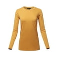 thumbnail image 1 of A2Y Women's Basic Solid Soft Cotton Long Sleeve Crew Neck Top Shirts Ash Mustard 3XL, 1 of 3