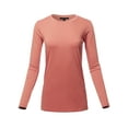 thumbnail image 1 of A2Y Women's Basic Solid Soft Cotton Long Sleeve Crew Neck Top Shirts Ash Rose L, 1 of 3