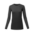 thumbnail image 1 of A2Y Women's Basic Solid Soft Cotton Long Sleeve Crew Neck Top Shirts Black XL, 1 of 3