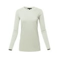 thumbnail image 1 of A2Y Women's Basic Solid Soft Cotton Long Sleeve Crew Neck Top Shirts Bone 2XL, 1 of 3