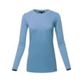 thumbnail image 1 of A2Y Women's Basic Solid Soft Cotton Long Sleeve Crew Neck Top Shirts Cement M, 1 of 3