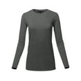 thumbnail image 1 of A2Y Women's Basic Solid Soft Cotton Long Sleeve Crew Neck Top Shirts Charcoal 1XL, 1 of 3