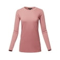 thumbnail image 1 of A2Y Women's Basic Solid Soft Cotton Long Sleeve Crew Neck Top Shirts Dusty Rose S, 1 of 3