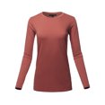 thumbnail image 1 of A2Y Women's Basic Solid Soft Cotton Long Sleeve Crew Neck Top Shirts Fired Brick L, 1 of 3