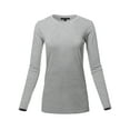 thumbnail image 1 of A2Y Women's Basic Solid Soft Cotton Long Sleeve Crew Neck Top Shirts Heather Grey 1XL, 1 of 3