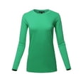 thumbnail image 1 of A2Y Women's Basic Solid Soft Cotton Long Sleeve Crew Neck Top Shirts Kelly Green 2XL, 1 of 3