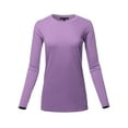 thumbnail image 1 of A2Y Women's Basic Solid Soft Cotton Long Sleeve Crew Neck Top Shirts Lilac Grey 2XL, 1 of 3