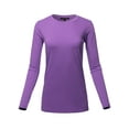 thumbnail image 1 of A2Y Women's Basic Solid Soft Cotton Long Sleeve Crew Neck Top Shirts Purple M, 1 of 3