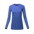 thumbnail image 1 of A2Y Women's Basic Solid Soft Cotton Long Sleeve Crew Neck Top Shirts Sapphire XL, 1 of 3