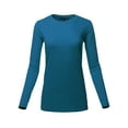 thumbnail image 1 of A2Y Women's Basic Solid Soft Cotton Long Sleeve Crew Neck Top Shirts Teal S, 1 of 3