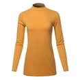 thumbnail image 1 of A2Y Women's Basic Solid Soft Cotton Long Sleeve Mock Neck Top Shirts Ash Mustard XL, 1 of 5