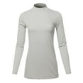 thumbnail image 1 of A2Y Women's Basic Solid Soft Cotton Long Sleeve Mock Neck Top Shirts Bone XL, 1 of 3