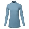thumbnail image 1 of A2Y Women's Basic Solid Soft Cotton Long Sleeve Mock Neck Top Shirts Cement S, 1 of 5
