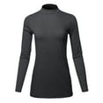 thumbnail image 1 of A2Y Women's Basic Solid Soft Cotton Long Sleeve Mock Neck Top Shirts Charcoal 3XL, 1 of 5