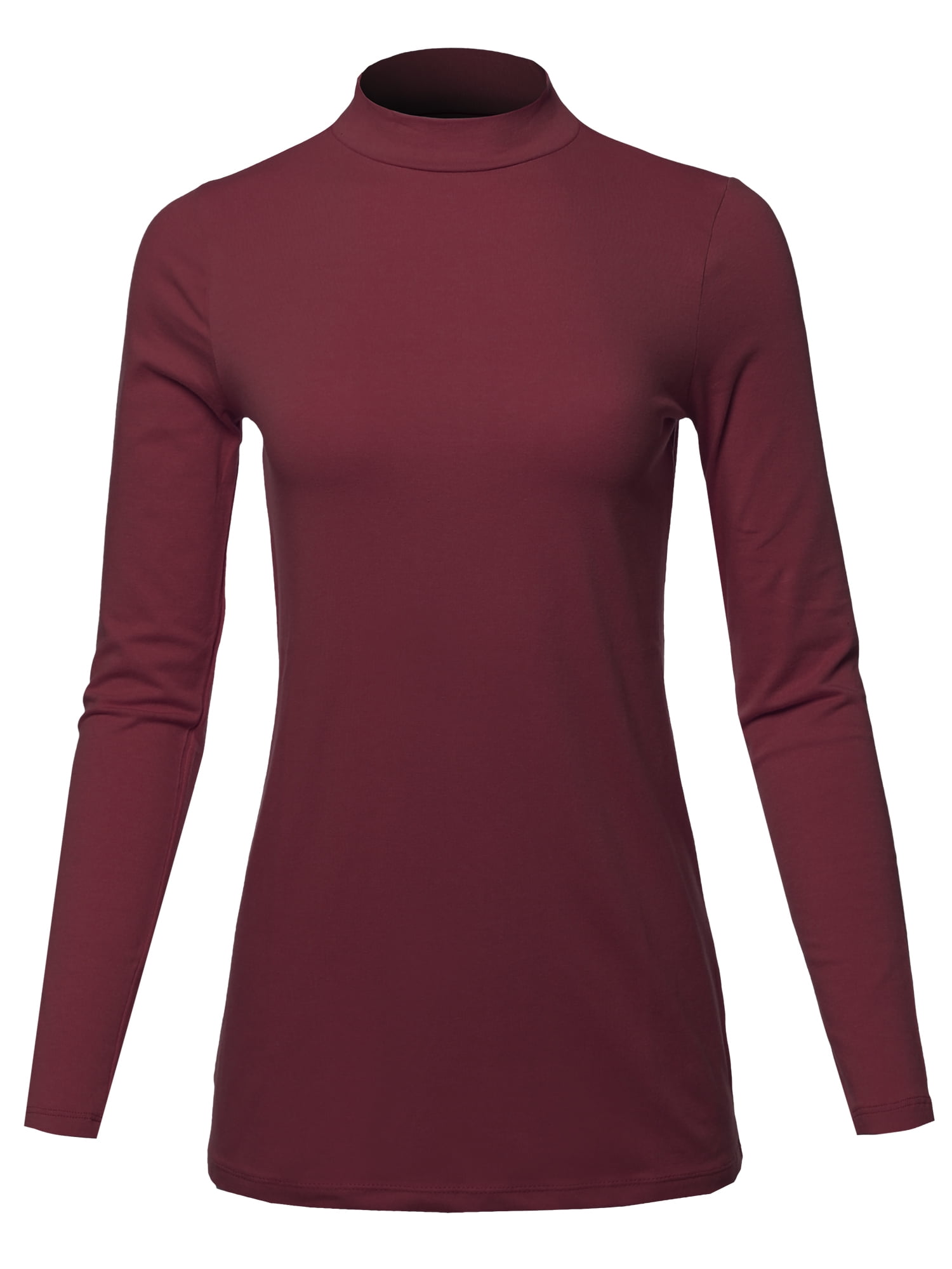 Buy Sinsay women mock neckline long sleeve allover print top maroon Online