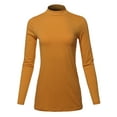 thumbnail image 1 of A2Y Women's Basic Solid Soft Cotton Long Sleeve Mock Neck Top Shirts Desert Mustard M, 1 of 5