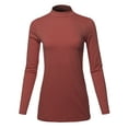 thumbnail image 1 of A2Y Women's Basic Solid Soft Cotton Long Sleeve Mock Neck Top Shirts Fired Brick 2XL, 1 of 5