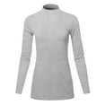 thumbnail image 1 of A2Y Women's Basic Solid Soft Cotton Long Sleeve Mock Neck Top Shirts Heather Grey M, 1 of 5
