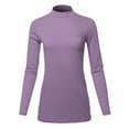 thumbnail image 1 of A2Y Women's Basic Solid Soft Cotton Long Sleeve Mock Neck Top Shirts Lilac Grey 2XL, 1 of 5