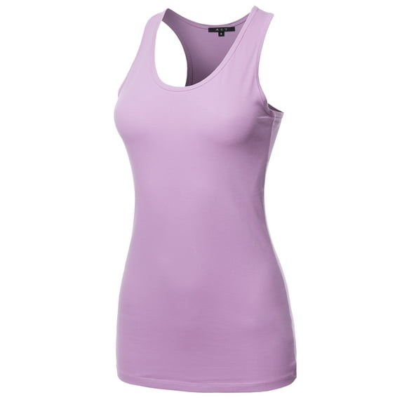 A2Y Women's Basic Solid Soft Cotton Scoop Neck Racer-Back Tank Top