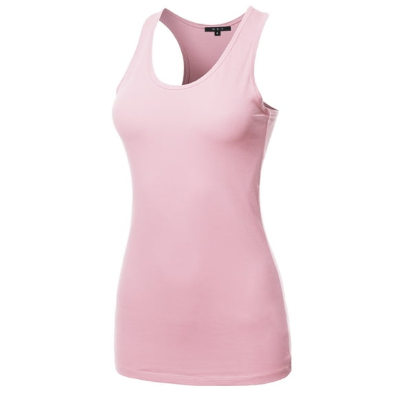A2Y Women's Basic Solid Soft Cotton Scoop Neck Racer-Back Tank Top