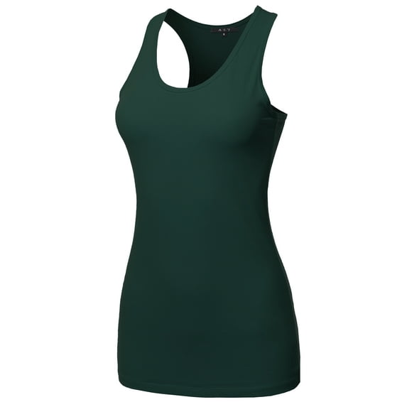 A2Y Women's Basic Solid Soft Cotton Scoop Neck Racer-Back Tank Top