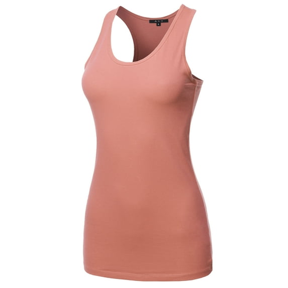 A2Y Women's Basic Solid Soft Cotton Scoop Neck Racer-Back Tank Top