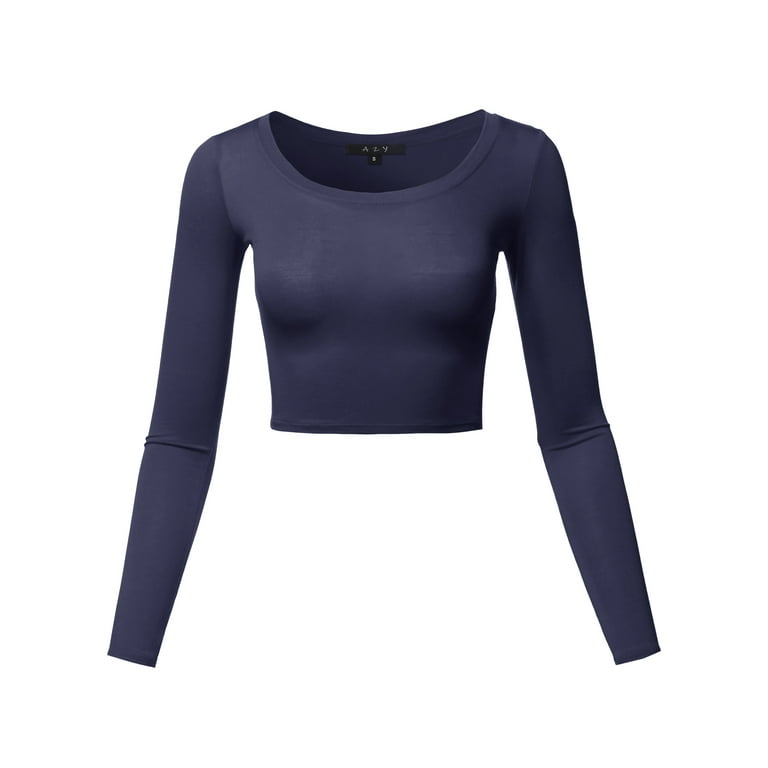 A2Y Women's Basic Solid Stretchable Scoop Neck Long Sleeve