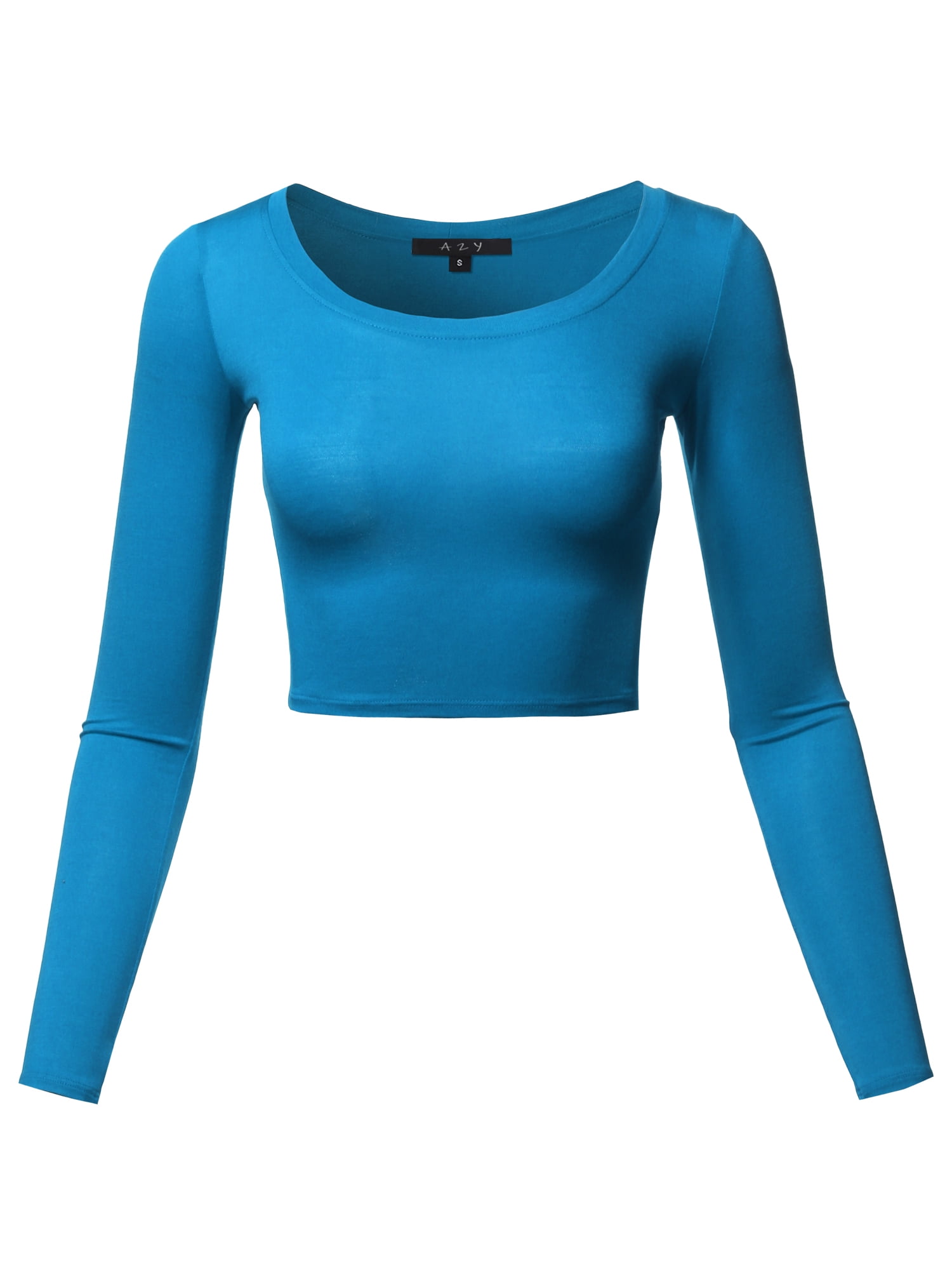 A2Y Women's Basic Solid Stretchable Scoop Neck Long Sleeve