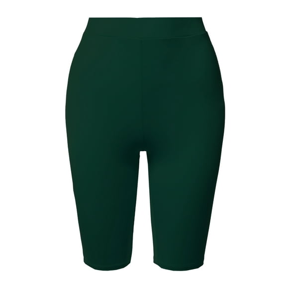 A2Y Women's Basic Yoga Polyester Mid Thigh High Rise Biker Bermuda Shorts Huntergreen S
