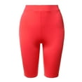 thumbnail image 1 of A2Y Women's Basic Yoga Polyester Mid Thigh High Rise Biker Bermuda Shorts Neon Coral 2XL, 1 of 1