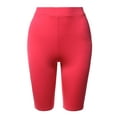 thumbnail image 1 of A2Y Women's Basic Yoga Polyester Mid Thigh High Rise Biker Bermuda Shorts Neon Fuchsia L, 1 of 5