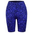 thumbnail image 1 of A2Y Women's Brushed Microfiber Leopard Print Biker Bermuda Shorts Bright Blue S, 1 of 3