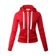 thumbnail image 1 of A2Y Women's Casual Fitted Kangaroo Pocket Zip Up Hoodie Sweatshirt Red M, 1 of 3