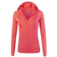 thumbnail image 1 of A2Y Women's Casual Fitted Lightweight Pocket Zip Up Hoodie Coral L, 1 of 3