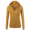 thumbnail image 1 of A2Y Women's Casual Fitted Lightweight Pocket Zip Up Hoodie Deep Mustard XL, 1 of 3